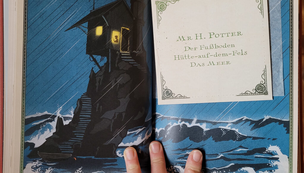 Eine Innenseite der MinaLima-Prachtausgabe von „Harry Potter und der Stein der Weisen“