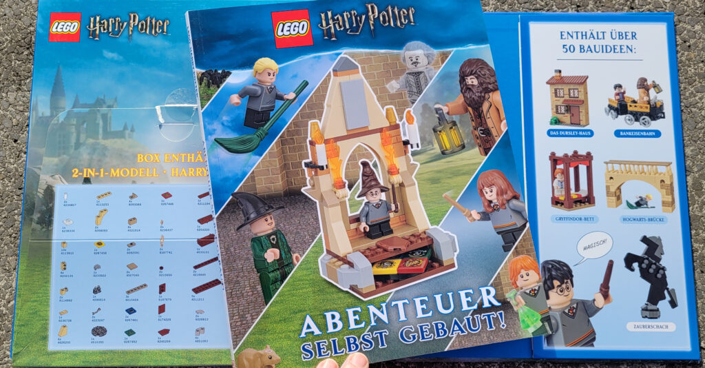 Innenansicht der Buchbox „LEGO® Harry Potter™ Abenteuer selbst gebaut!“