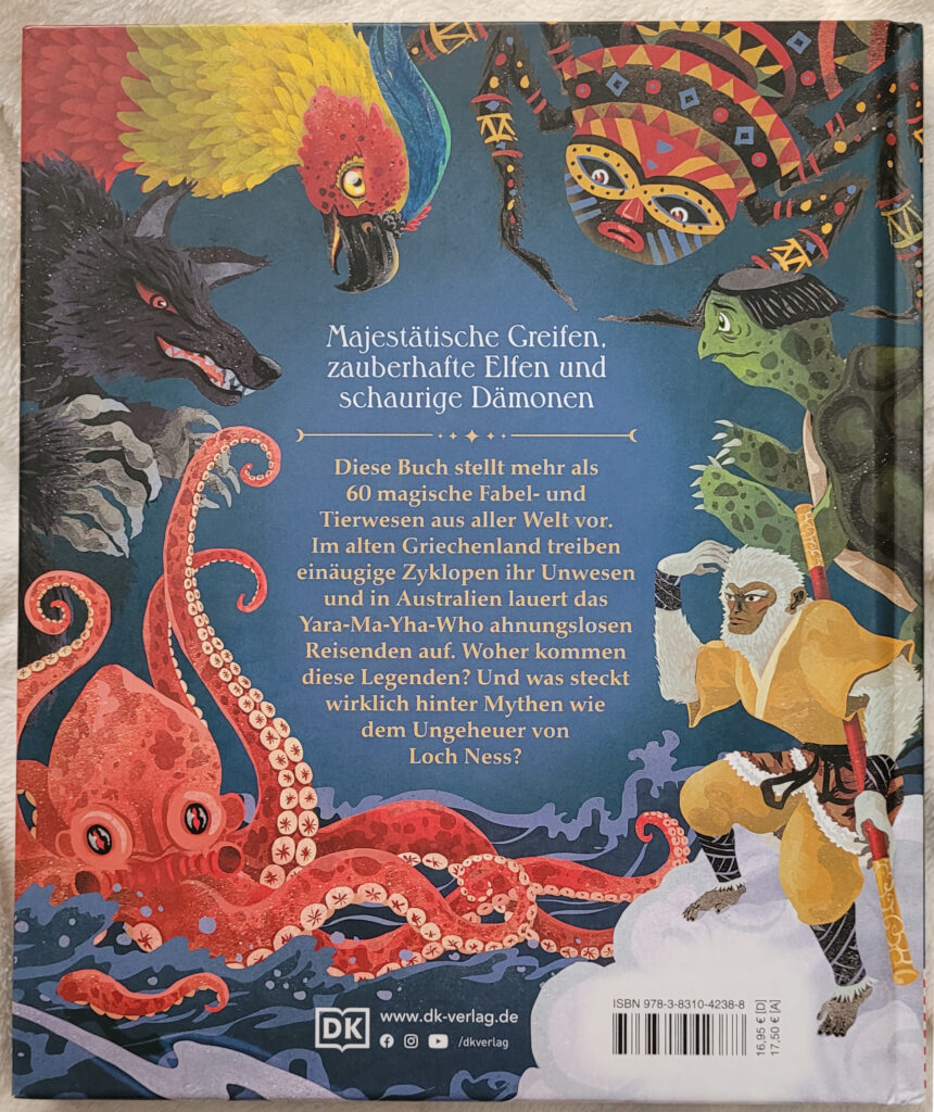 Rückseite des Buches „Magische Fabelwesen und mythische Kreaturen“ von Stephen Krensky und Pham Quang Phuc