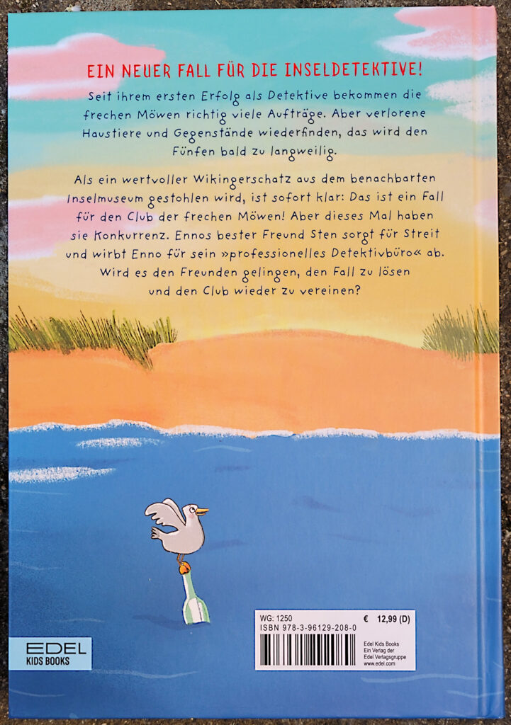 Die Rückseite des Kinderbuches „Club der frechen Möwen: Die Suche nach dem verschwundenen Schatz“ von Usch Luhn