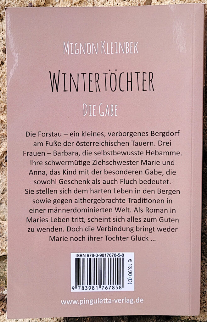 Rückseite des Romans „Wintertöchter: Die Gabe“ von Mignon Kleinbek