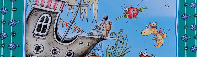 Ausschnitt des Covers des Kinderbuches „Das kurios komische Klimbim-Kliff“ (Kuschelflosse 8) von Nina Müller
