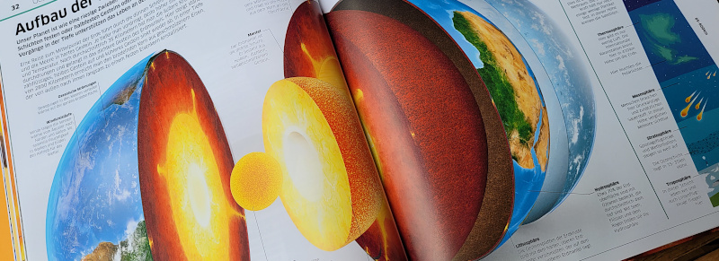 Ausschnitt einer Innenseite des Kinder-Sachbuchs: „DK Wissen. Erde: Unser Planet in spektakulären Bildern“