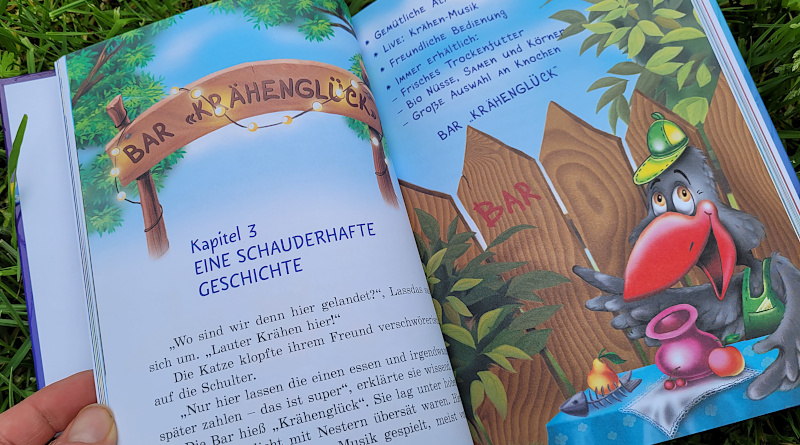 Ausschnitt einer Innenseite des Kinderbuches „Pfoten Hoch!“ von Katja Matjuschkina, Katja Okovitaja und Alexandra Berlina
