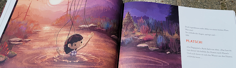 Ausschnitt einer Innenseite des Kinderbuches „Abbys Traum“ von Laurel Snyder und Kaleidoscube