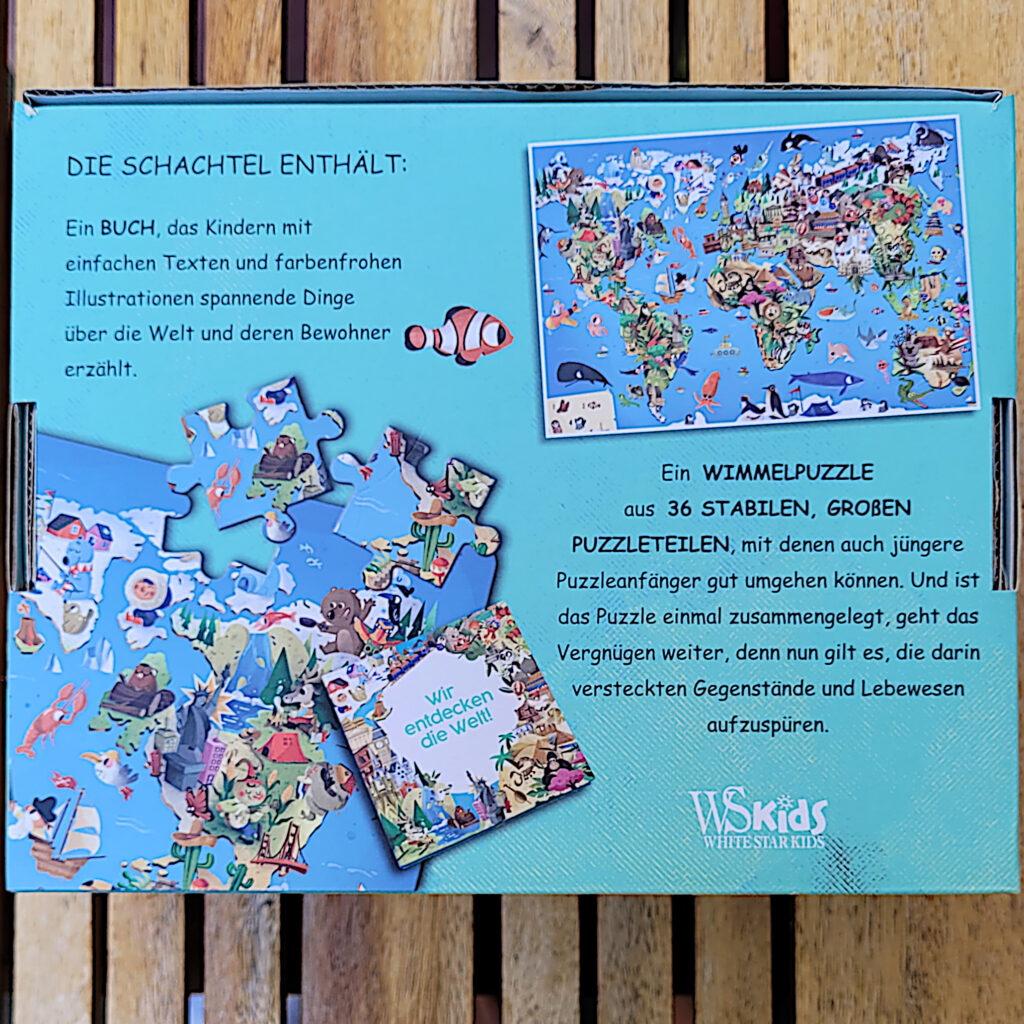 Rückseite der "Die Welt. Meine Erste Puzzle Box" von White Star Kids