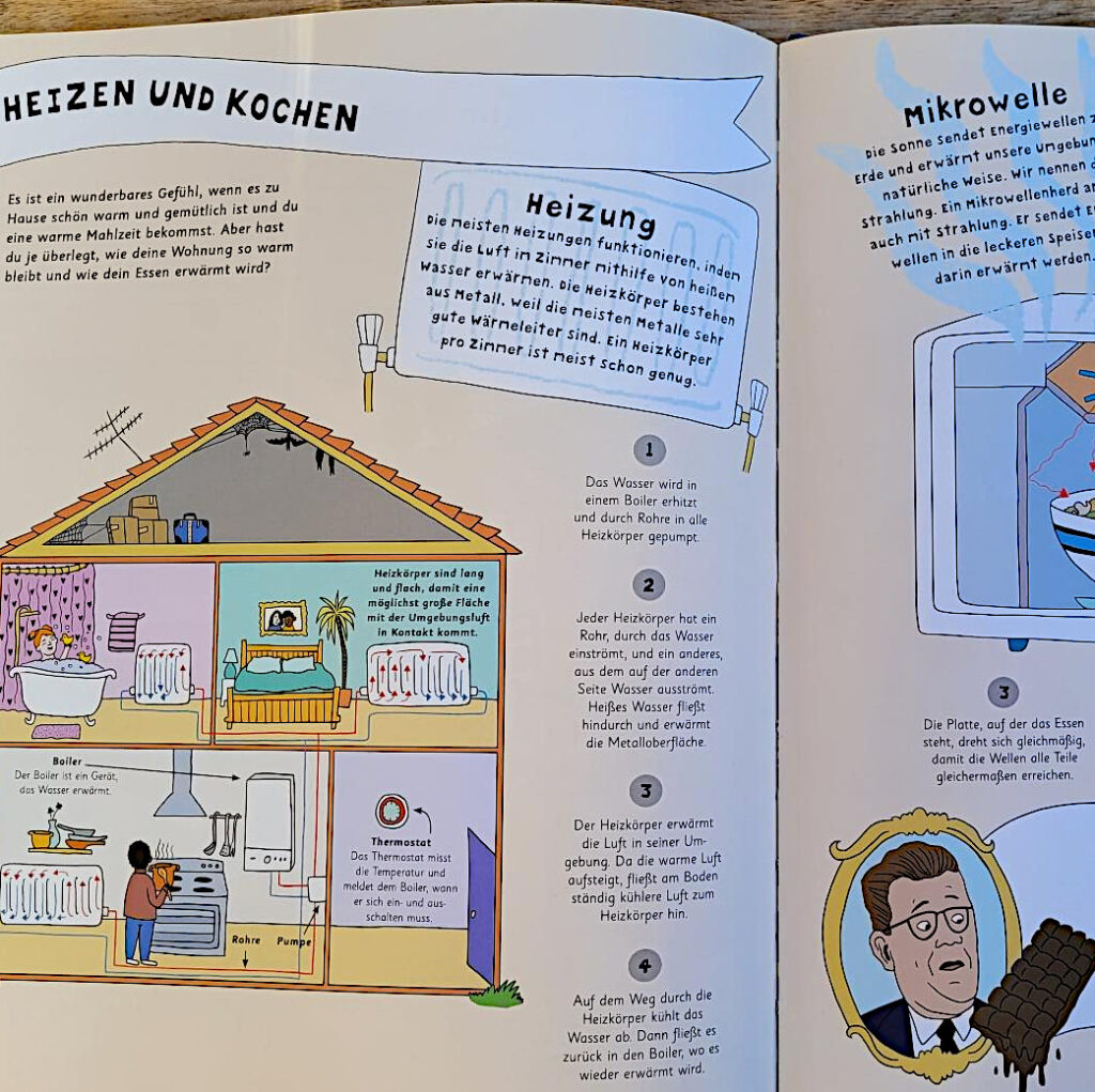 Ausschnitt einer Innenseite des Kindersachbuchs: „Wie toastet der Toaster das Brot?: Das Innenleben großer und kleiner Maschinen - einfach erklärt“
