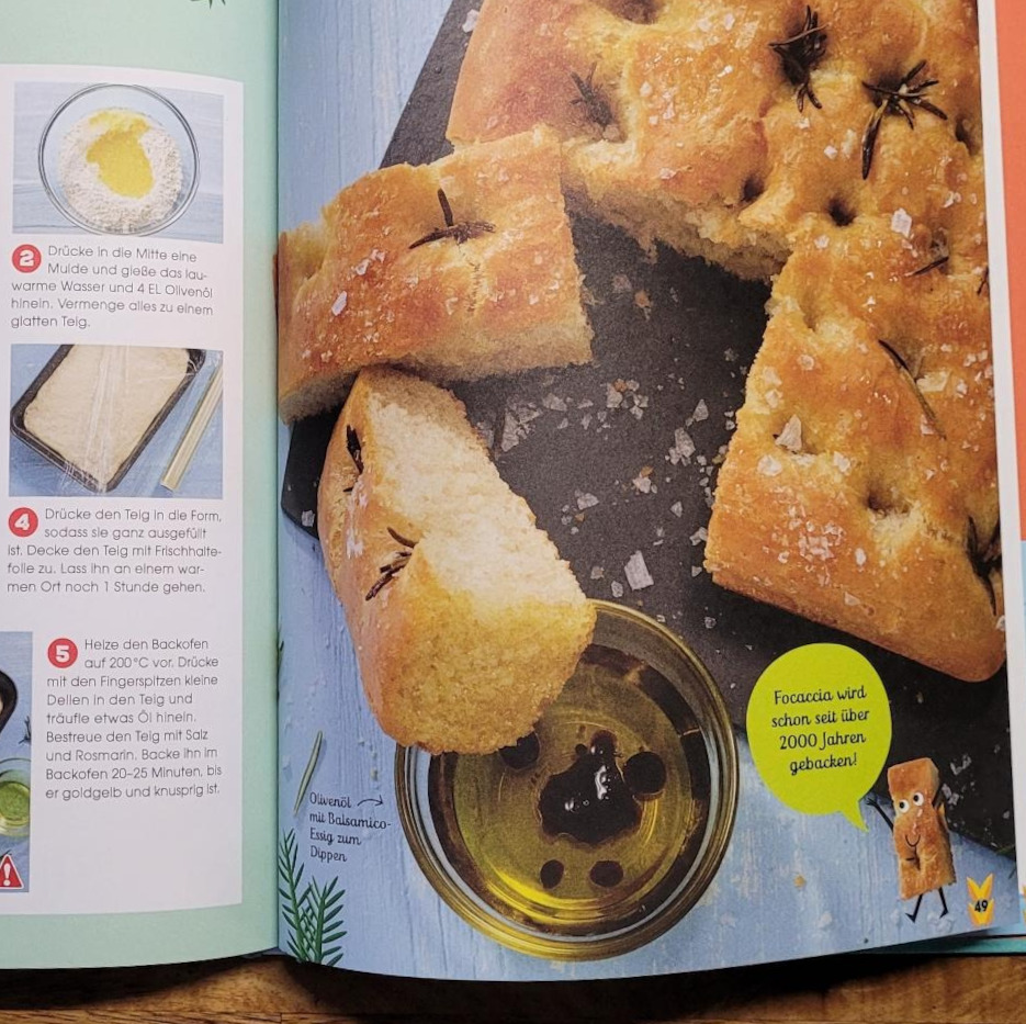 Ausschnitt einer Innenseite des Sachbuch für Kinder „Heute back ich ... Brot! Der Weg vom Getreide zum Mehl und viele leckere Rezepte“