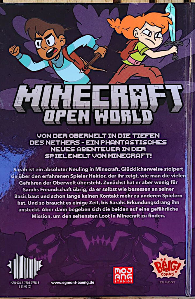 Rückseite des Comic-Buches „Minecraft Open World: In den Nether“ von Stephanie Ramirez