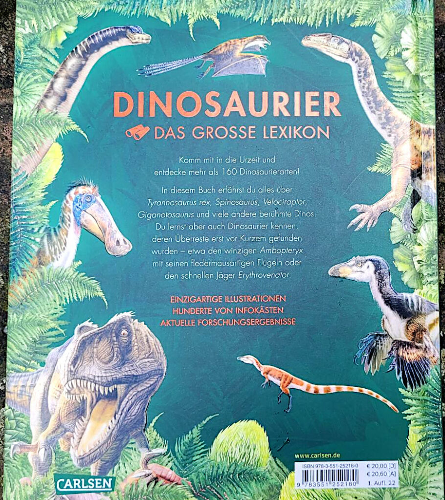 Rückseite des Nachschlagewerks „Dinosaurier - Das große Lexikon“ von Michael K. Brett-Surman