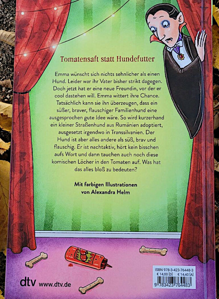 Rückseite des Vorlesebuch „Das Vampirtier und die Sache mit den Tomaten“ von Lotte Schweizer