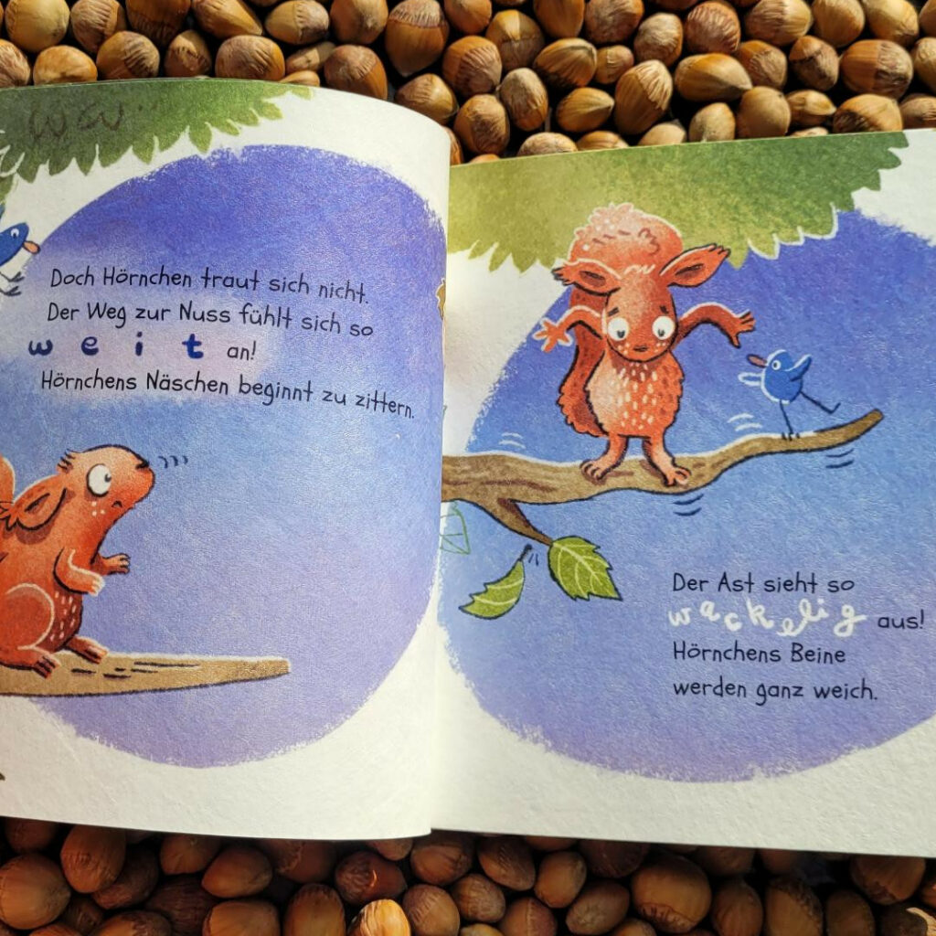 Einlick in eine Innenseite des Baby Pixi: "Das kleine Muthörnchen" von Nanna Neßhöver und Lena Hesse