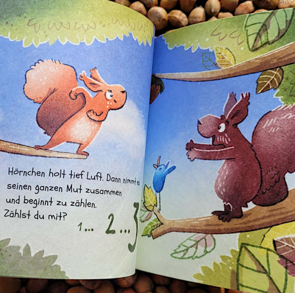 Ausschnitt einer Innenseite des Baby Pixi: "Das kleine Muthörnchen" von Nanna Neßhöver und Lena Hesse