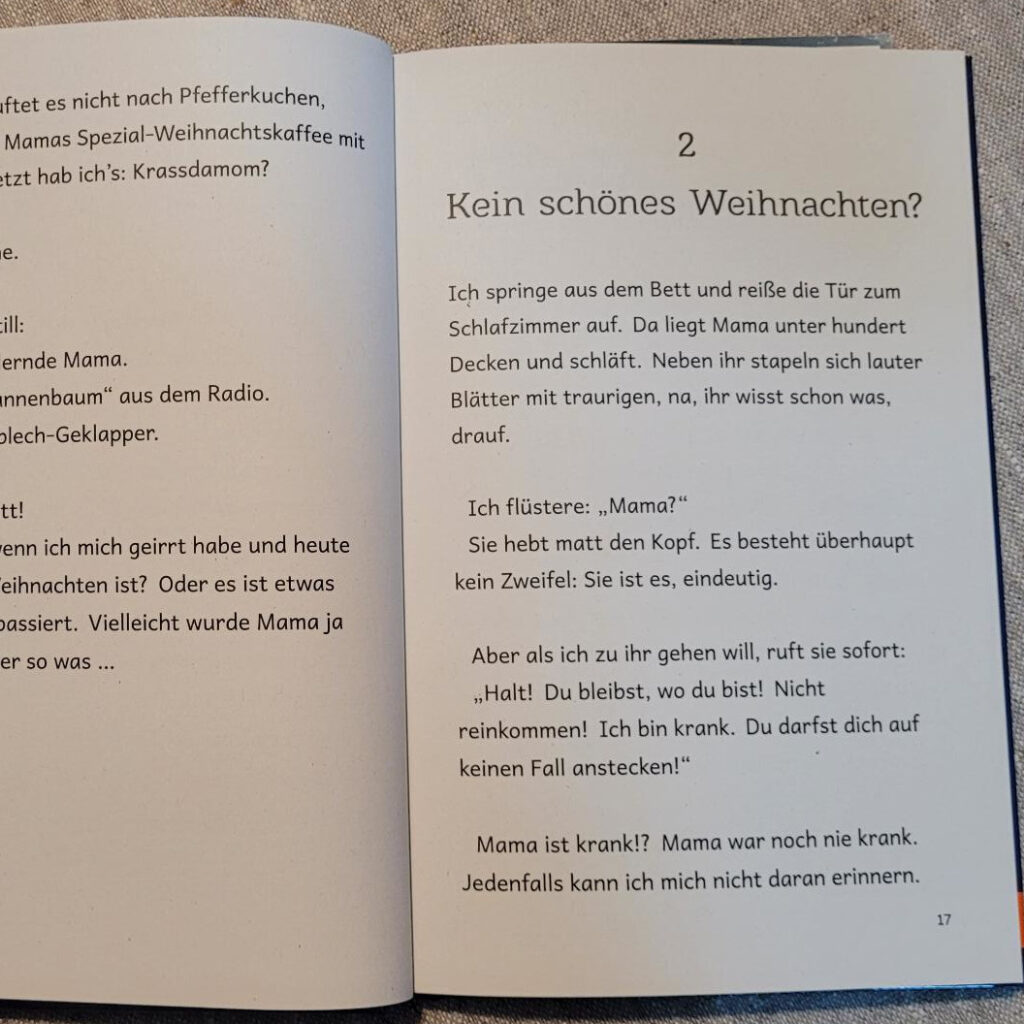 Ausschnitt einer Innenseite von „Malwines Weihnachtswunder“ von Julia Blesken