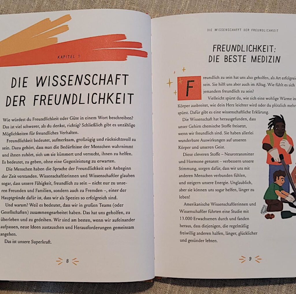 Ausschnitt einer Innenseite der Biografie-Sammlung „So kommt das Gute in die Welt: Wahre Geschichten, die Mut machen“ von Alexandra Stewart