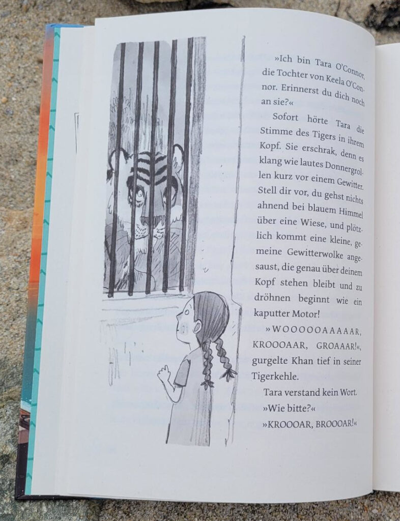 Innenseite des Vorlesebuches „Die Insel der Smartphone-Waisen“ von Salah Naoura mit Illustrationen von Kai Schüttler