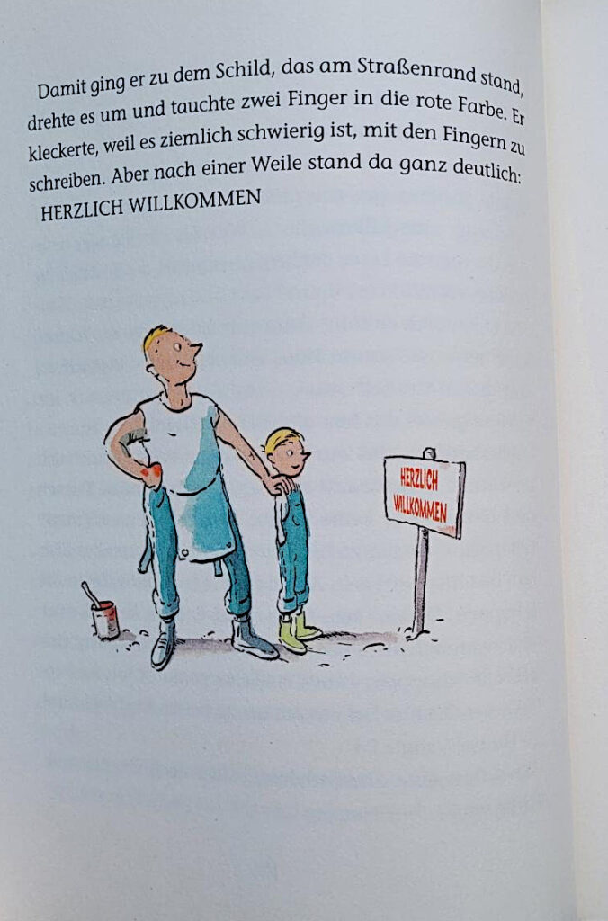 Eine Innenseite des Kinderbuches „Jakob und der Berg der vergessenen Dinge“ von Mirjam Oldenhave und Rick Haas