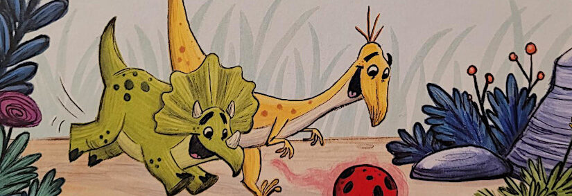 Ausschnitt der Rückseite des Vorlesebuches „Die Dino-Detektive: Das Rätsel um den Popo-Biss“ von Johanna Lindemann und Maïté Schmitt