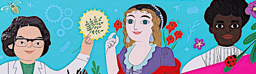 Ausschnitt des Buch-Covers des Sachbuche „Geniale Frauen, geniale Forschung: Pionierinnen der MINT-Wissenschaften“ von Frances Durkin und Nur Ventura
